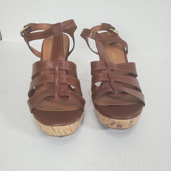 FRANCO SARTO Women platform sandal SZ 10 Marybeth wedge faux cork straps 4" heel - Picture 8 of 9